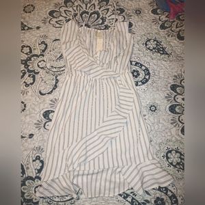 Blue & White Striped Mini Dress Japna